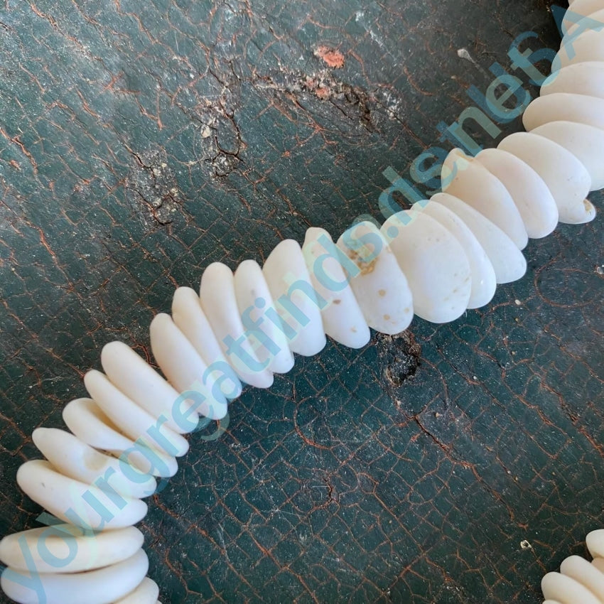 Three Strand Blue Stone and White Shell Necklace - Ruby Lane
